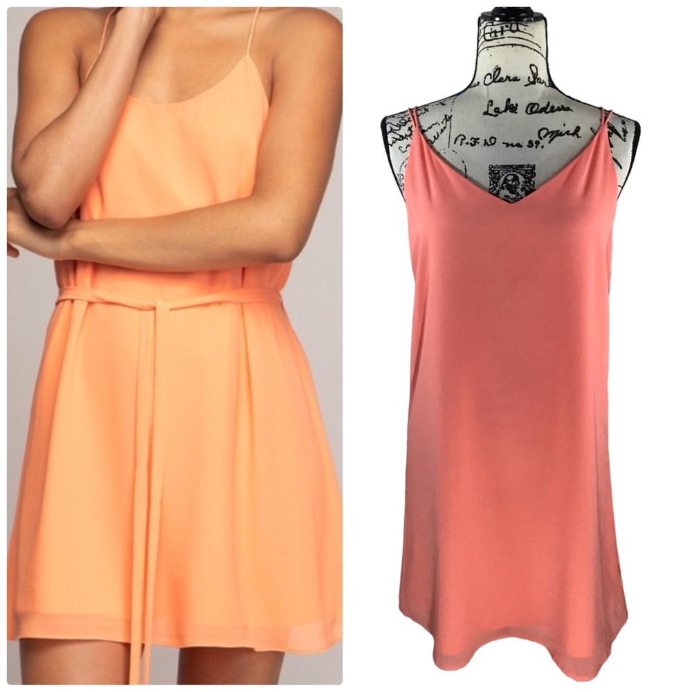 Naked Zebra - NWT Silky Slip Dress in Papaya - Size Small (No Belt)